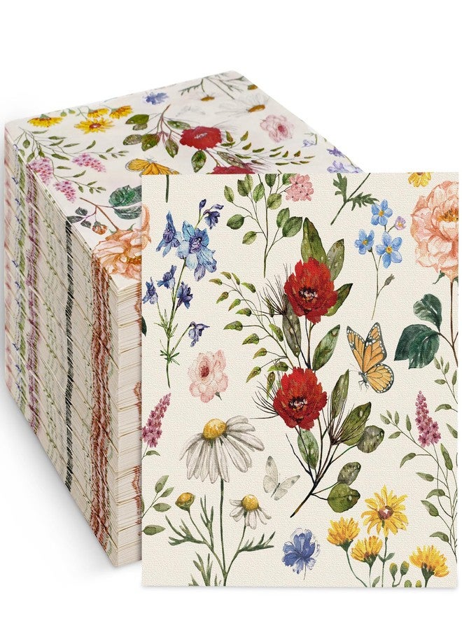 JarThenaAMCS 80Pcs Vintage Floral Paper Napkins Retro Flower Disposable Napkins Wildflower Butterfly Luncheon Dinner Napkins for Spring Wedding Birthday Party Table Supplies - Image 1